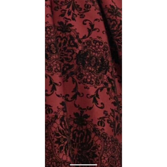 Haute Monde Womens Fit & Flare Party Dress Knee Length Black Maroon Velvet XL - Picture 3 of 10